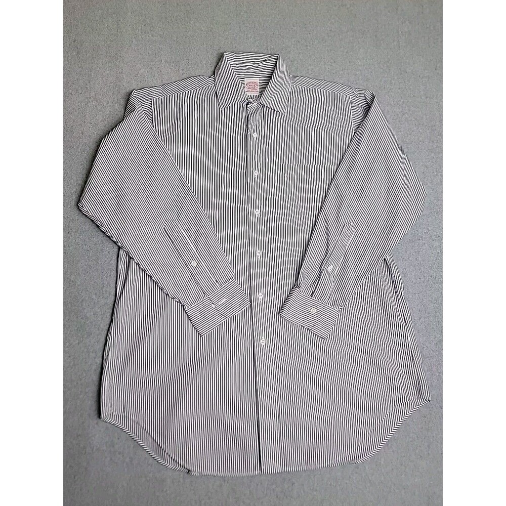 Vintage‎ Brooks Brothers Shirt Mens 15.5 Navy Blue Stripe Cotton Preppy Office